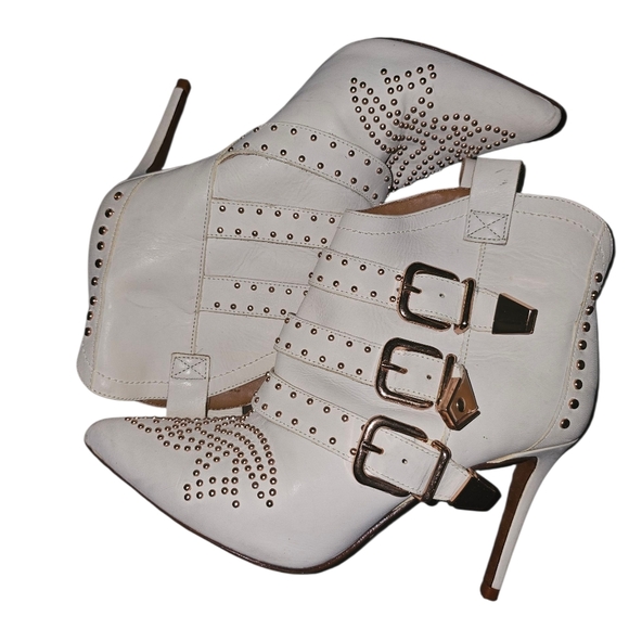 SCHUTZ White and Gold Studded Heels - Picture 3 of 7